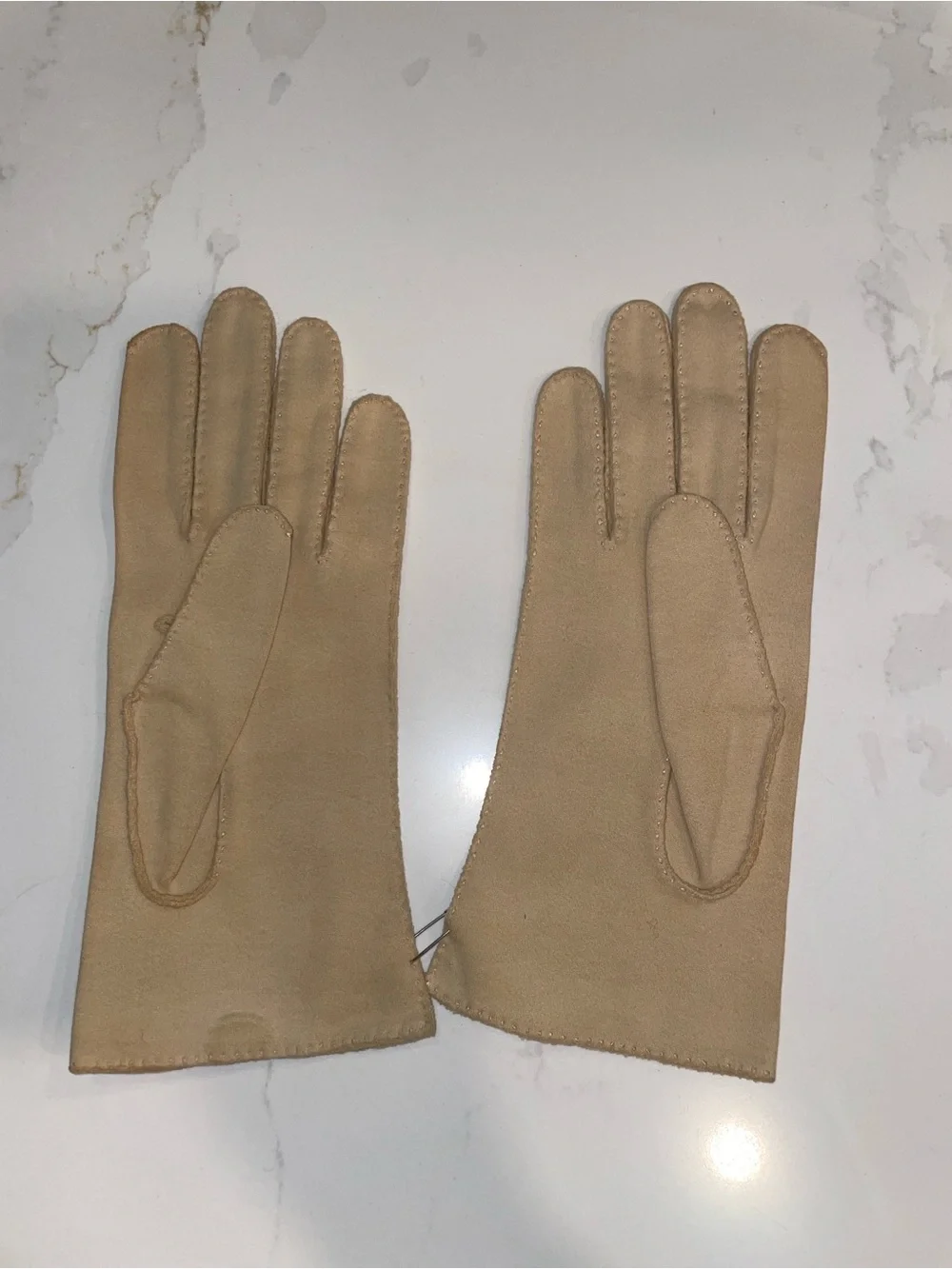 Vintage Dawnelle Beige Double-Woven Dress Gloves Embroidered Bows NOS Deadstock